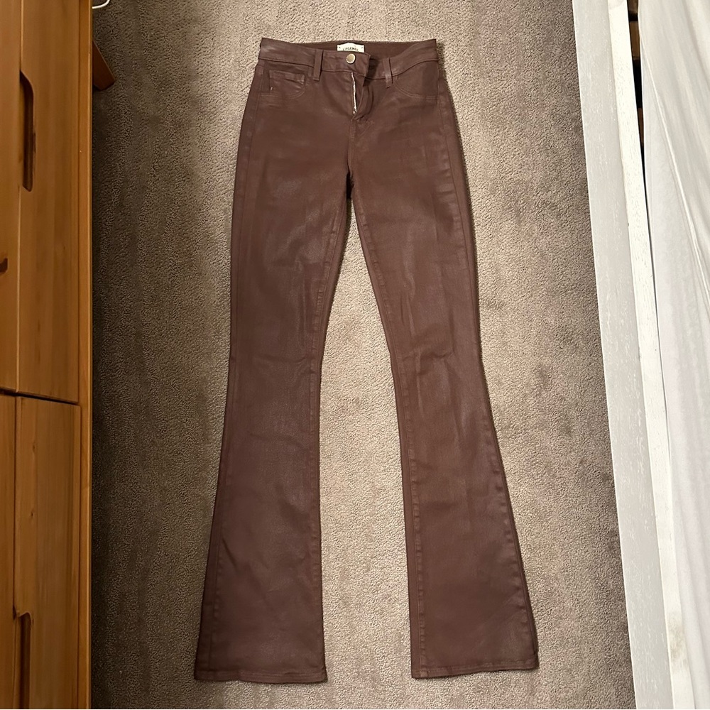 L’Agence Selma Dark Mocha Coated Bootcut Jeans